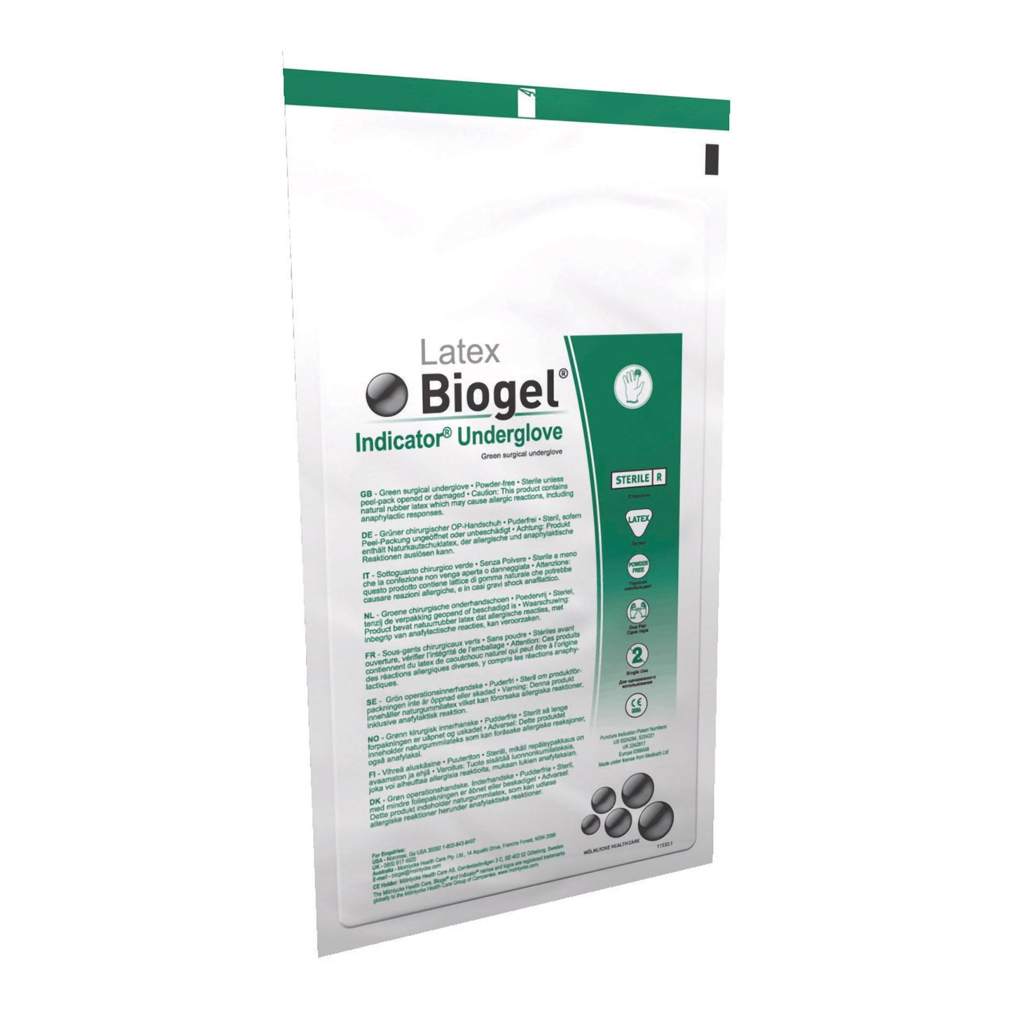 Biogel® Indicator™ Underglove Surgical Underglove Size 8 Sterile Latex Standard Cuff Length Smooth Green Not Chemo Approved (359959_PR)