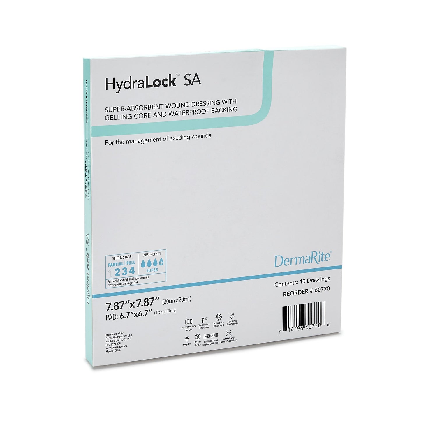 HydraLock™ SA Super Absorbent Dressing 7.87 X 7.87 Inch Square (1154027_EA)