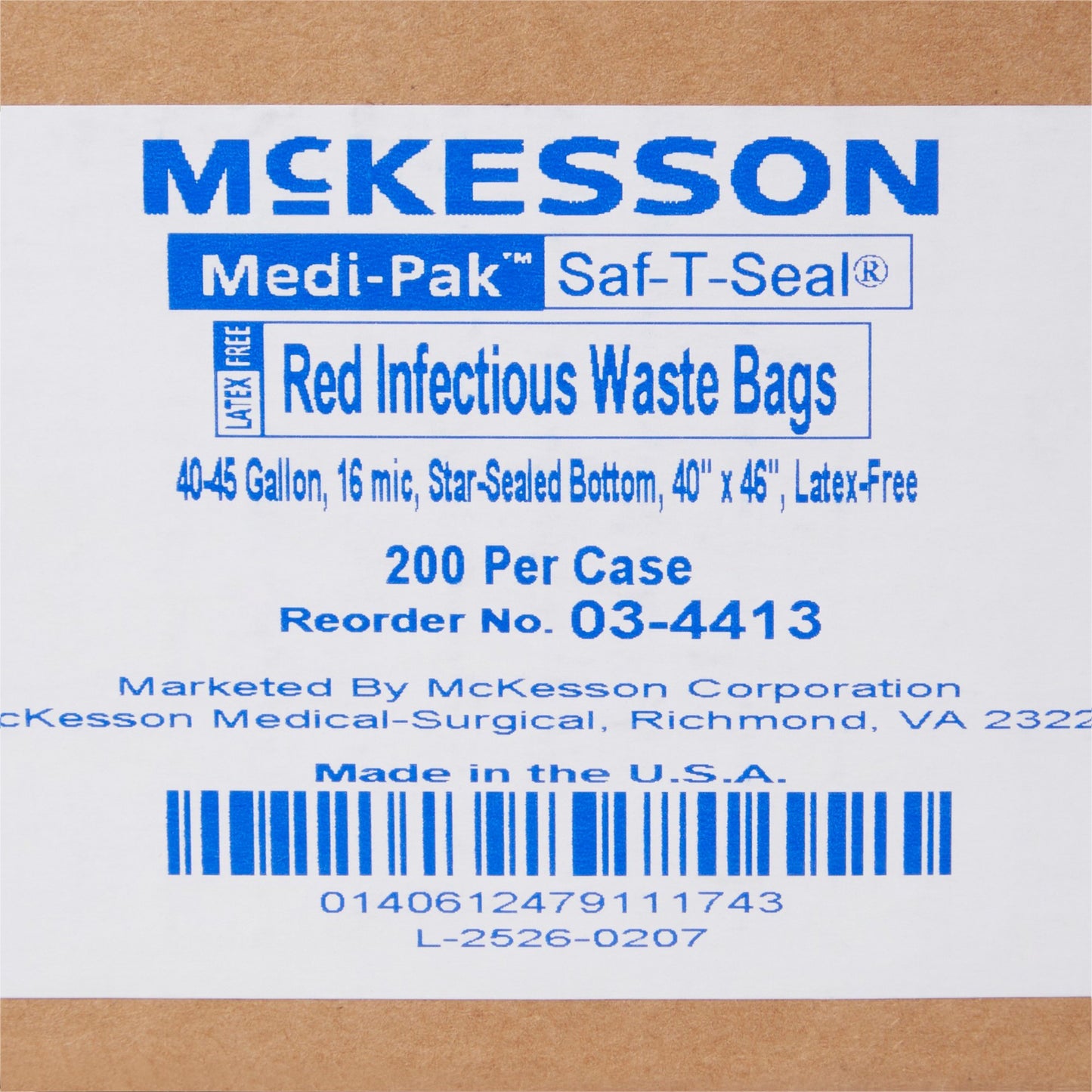 McKesson Biohazard Waste Bag Biohazard Symbol / Infectious Waste 40 to 45 gal. Red 40 X 46 Inch (192886_CS)