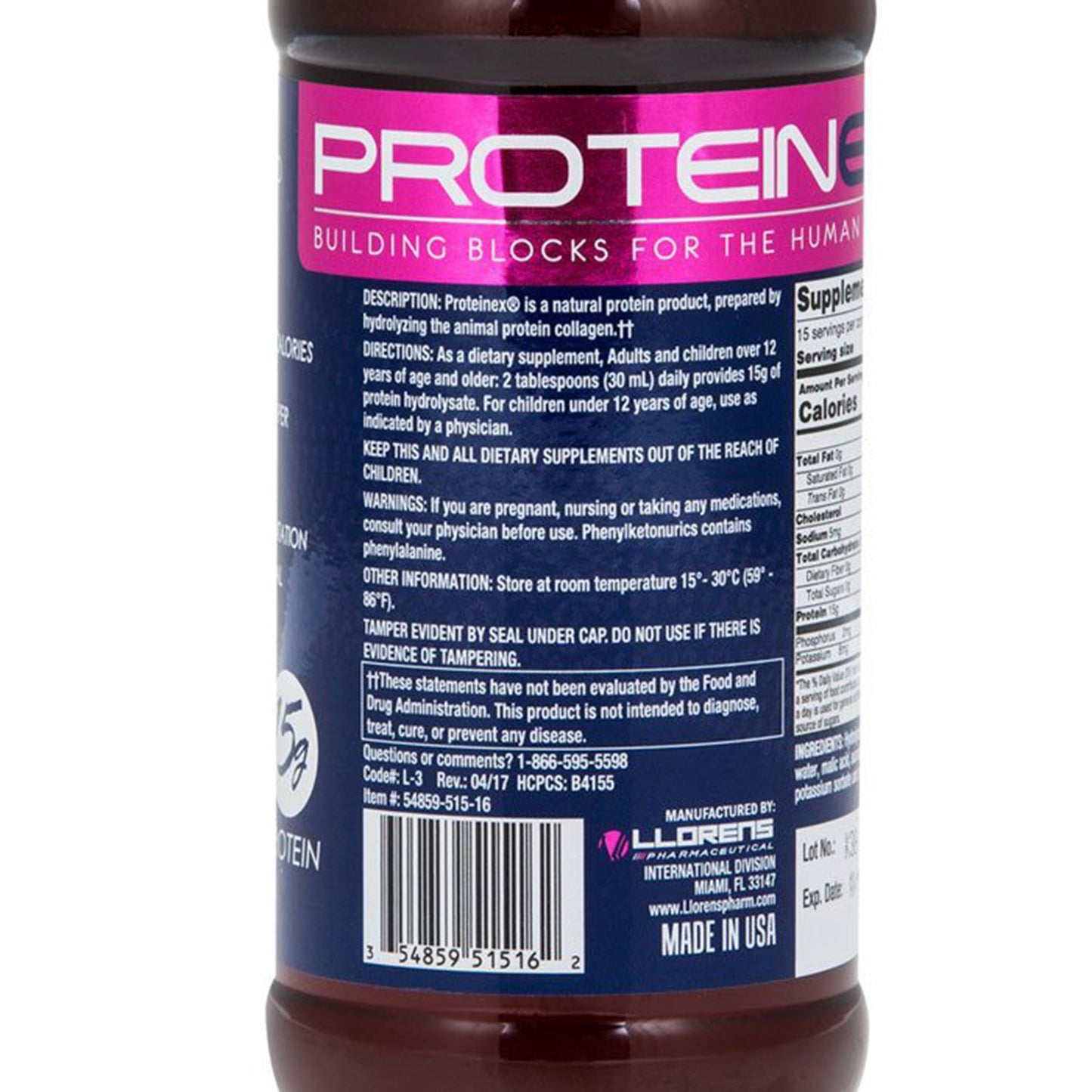 Proteinex® P15 Oral Supplement Unflavored Liquid 16 oz. Bottle (931190_EA)