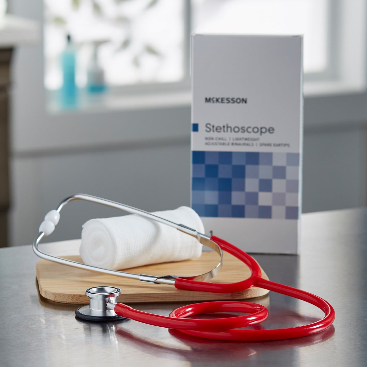 McKesson General Exam Stethoscope Red 1-Tube 22 Inch Tube Double Sided Chestpiece (363749_EA)