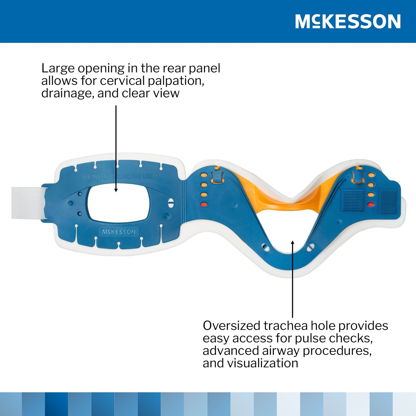 McKesson Rigid Cervical Collar Preformed Adult One Size Fits Most One-Piece / Trachea Opening Adjustable Neck Circumference (1220096_CS)