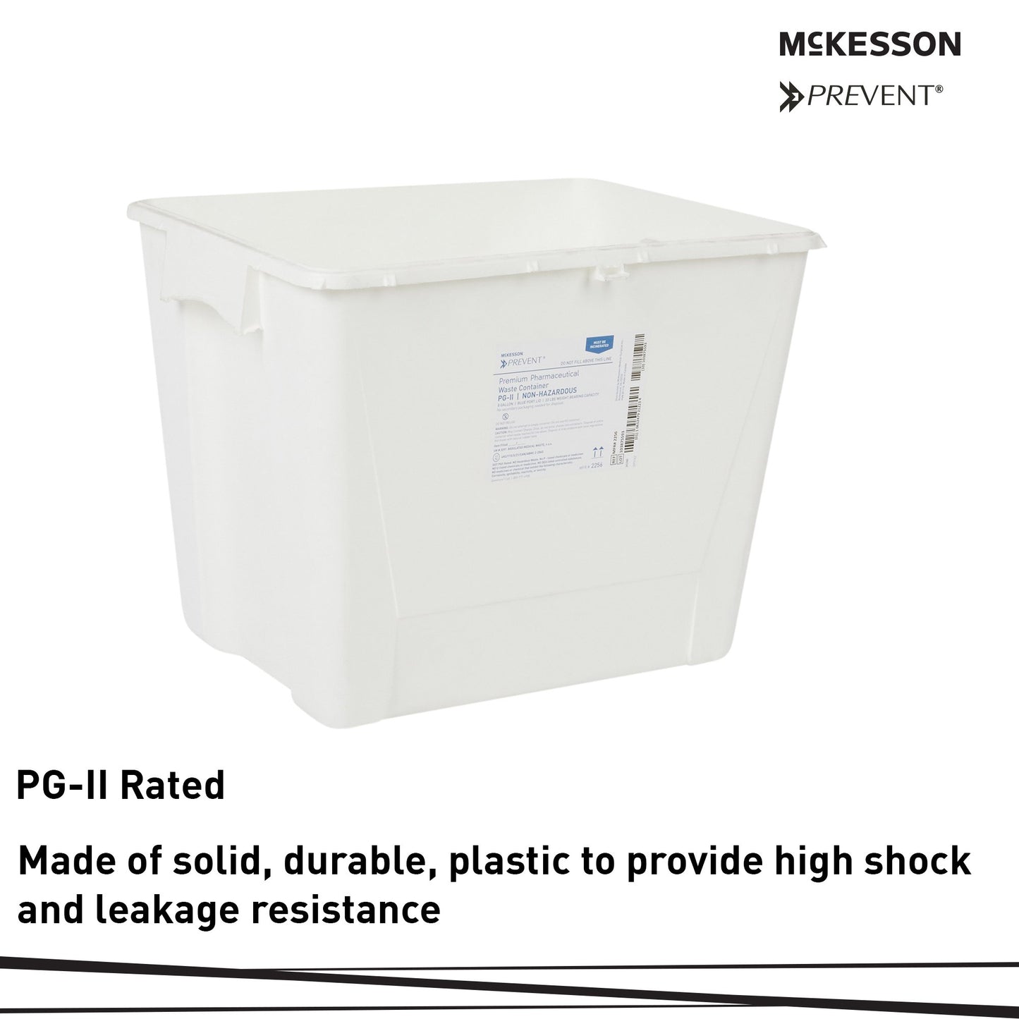 McKesson Prevent® Pharmaceutical Waste Container White Base 13-1/2 H X 17-3/10 W X 13 L Inch Vertical Entry 8 Gallon (1011862_CS)