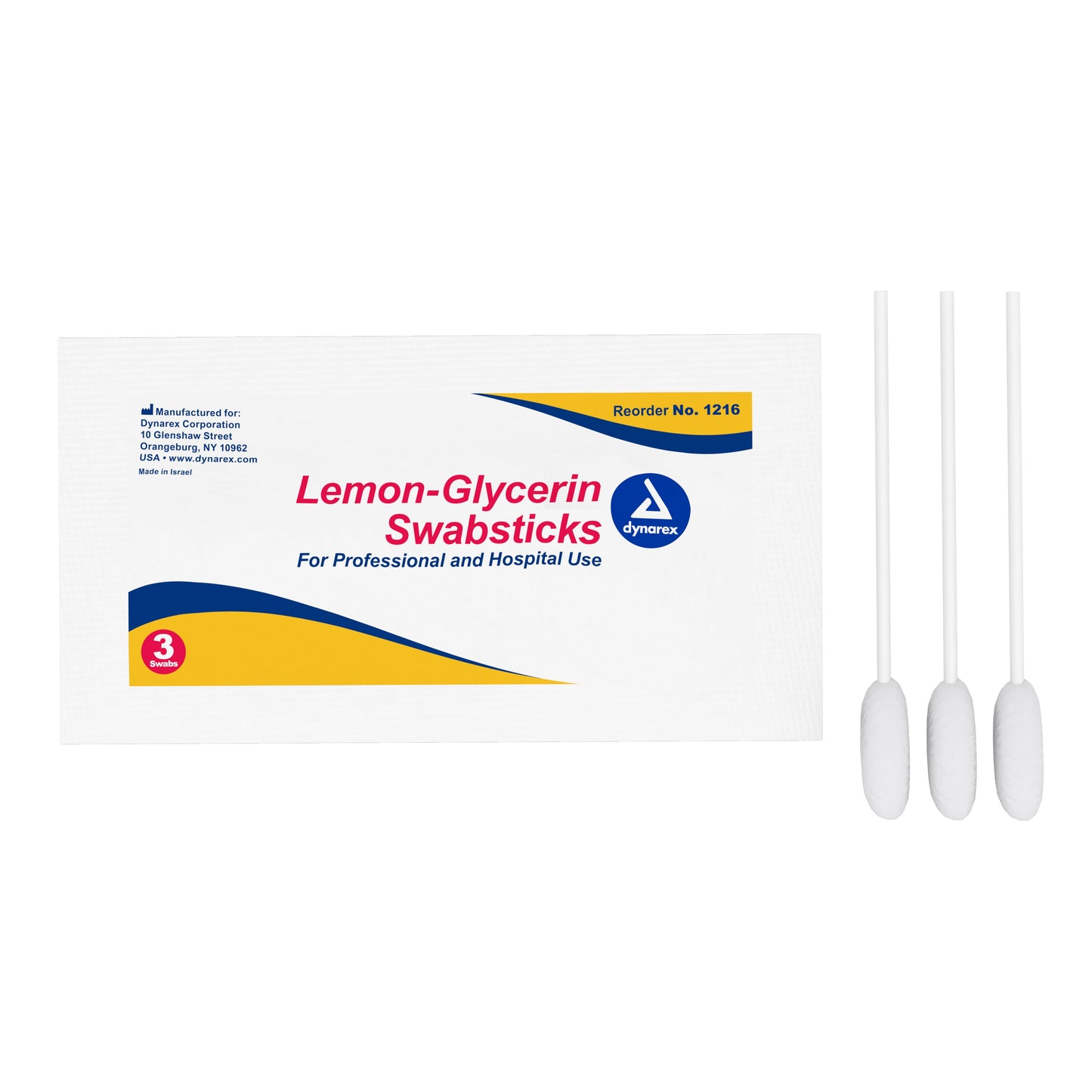 Dynarex® Lemon Glycerin Swabstick Foam Tip 3 per Pack (530231_PK)