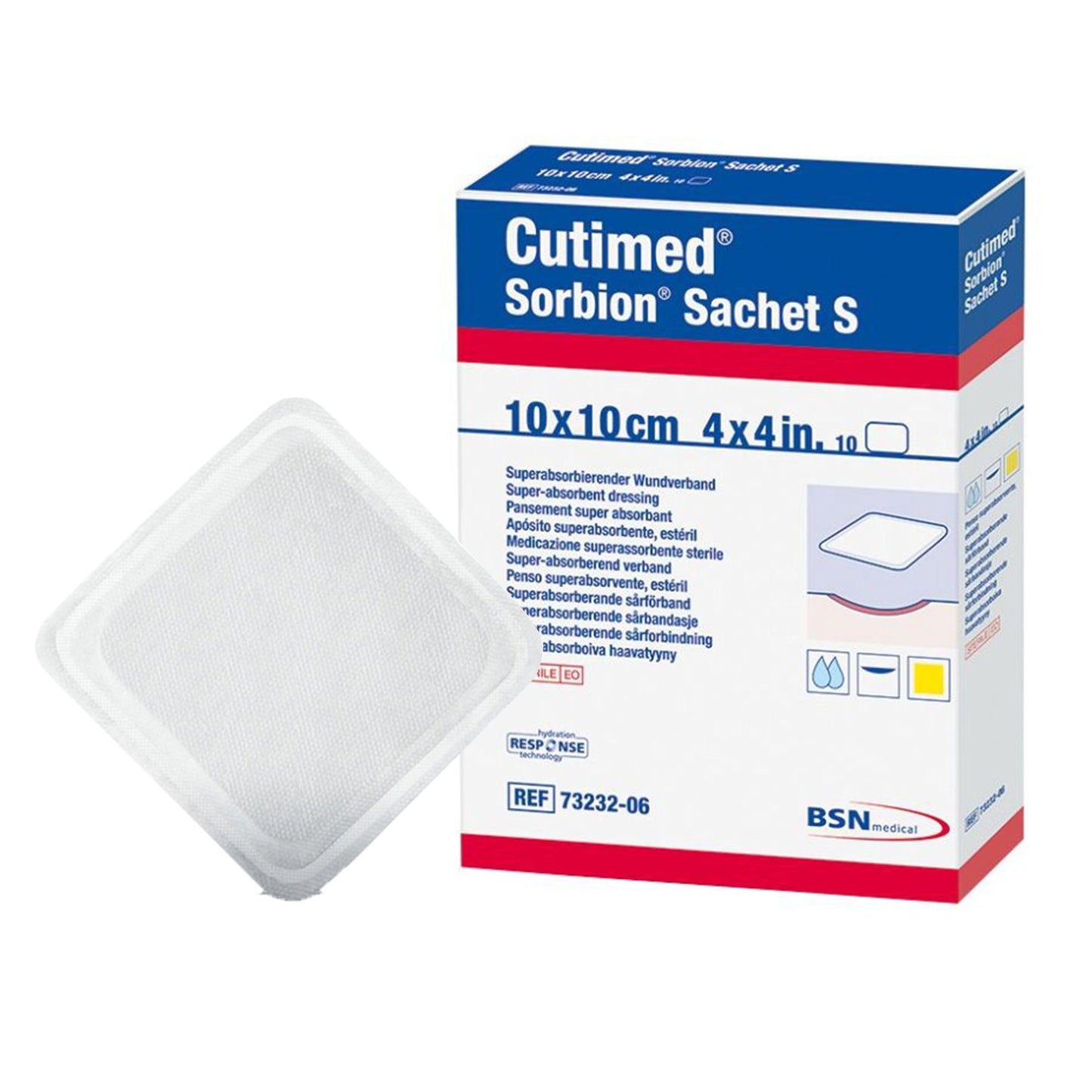 Cutimed® Sorbion® Sachet S Gelling Fiber Wound Dressing 4 X 4 Inch Square Sterile (937645_BX)
