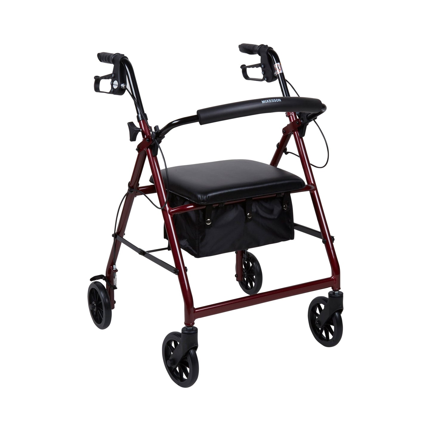 McKesson 4 Wheel Rollator Red Adjustable Height / Folding Aluminum Frame (1065263_EA)