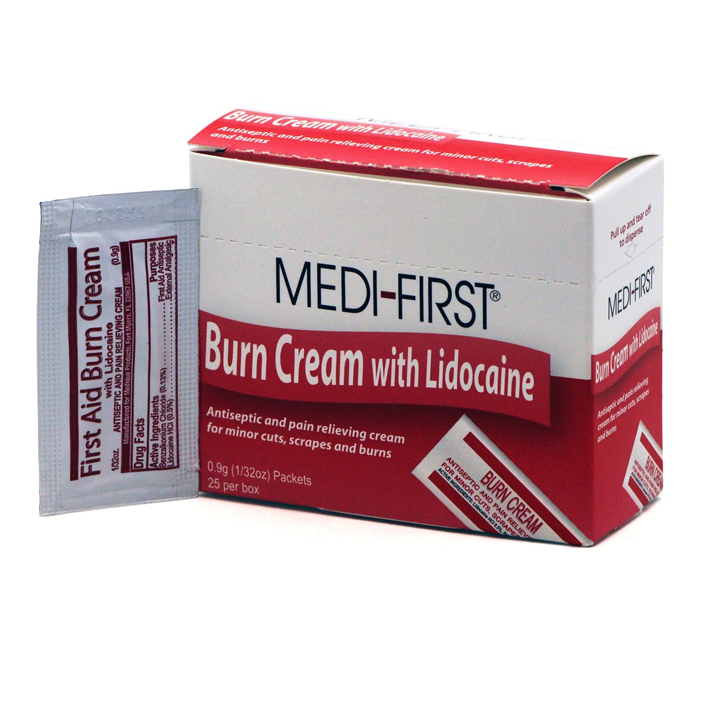 Medi-First® Burn Relief BZK (Benzalkonium Chloride) / Lidocaine HCl Cream 0.9 Gram Individual Packet (449835_BX)