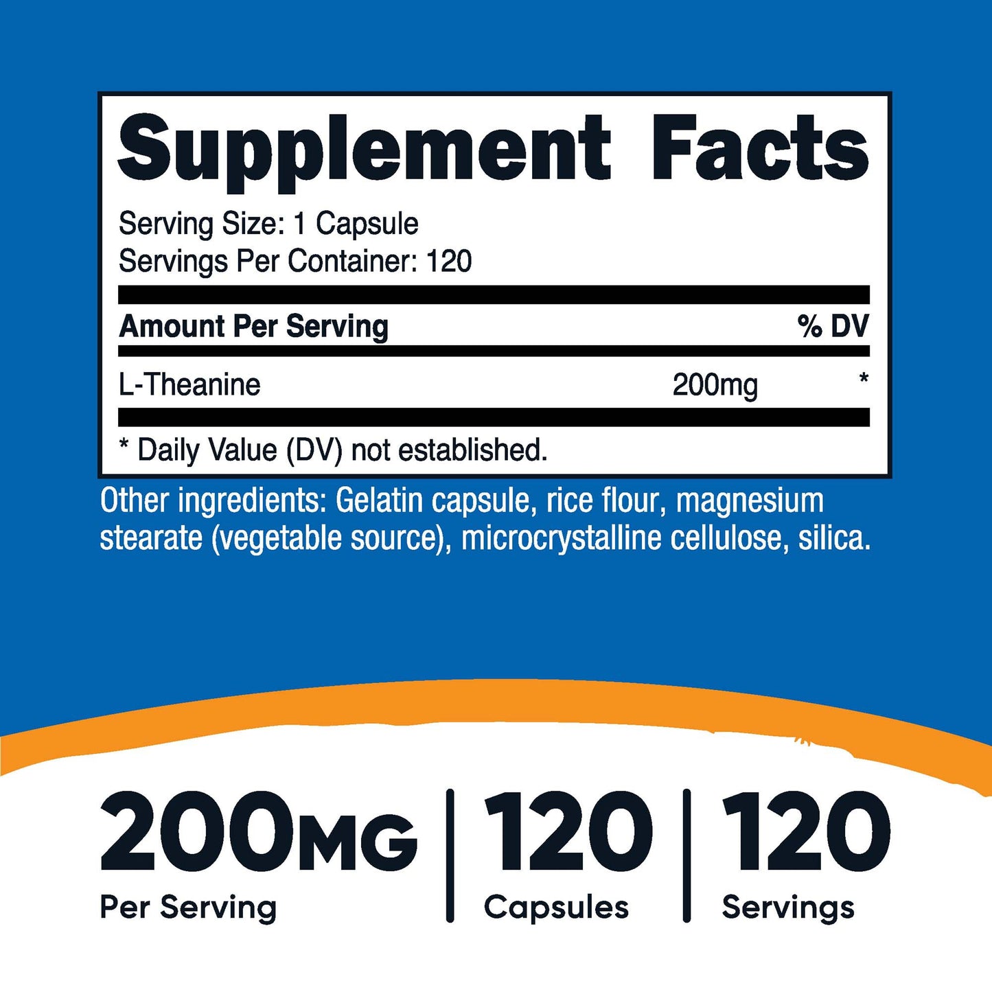 nutricost® Dietary Supplement L-Theanine 200 mg Strength Capsule 120 Per Bottle (1270257_BT)