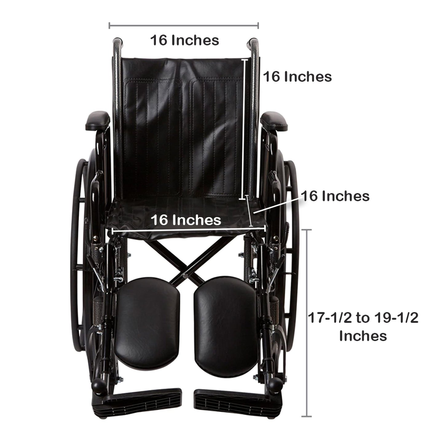 McKesson Wheelchair Dual Axle Desk Length Arm Swing-Away Elevating Legrest Black Upholstery 16 Inch Seat Width Adult 250 lbs. Weight Capacity (1065273_EA)