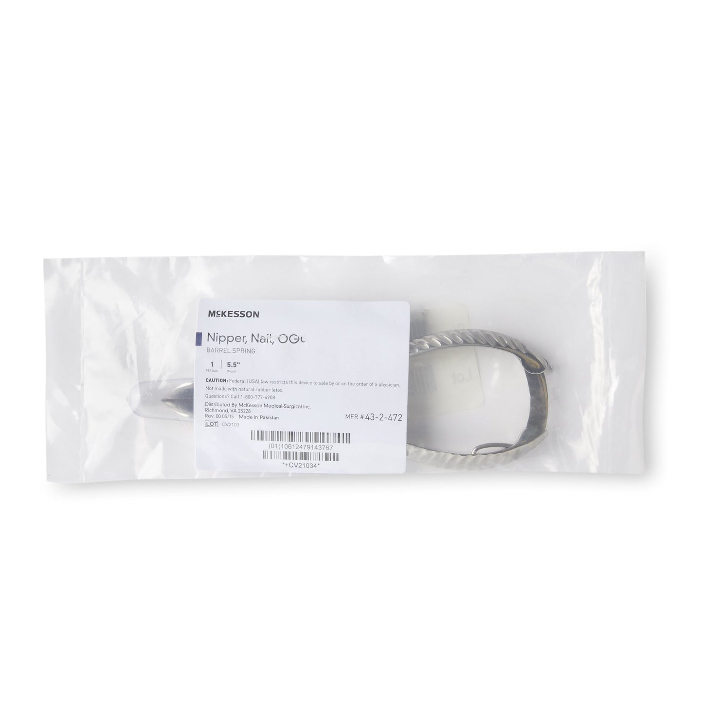 McKesson Performance Nail Nipper Concave Jaw 5-1/2 Inch Length Chrome Covered Stainless Steel (487549_EA)