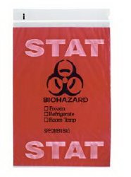 ASP Global LLC Specimen Transport Bag with Document Pouch 6 X 9 Inch Zip Closure STAT / Biohazard Symbol NonSterile (775576_CS)