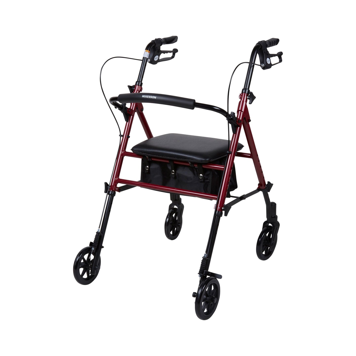 McKesson 4 Wheel Rollator Red Adjustable Height / Folding Aluminum Frame (1095248_EA)