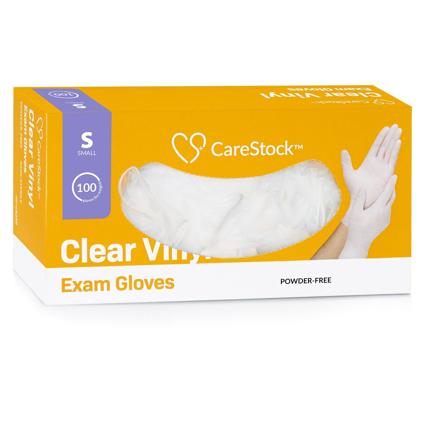 CareStock™ Exam Glove Small NonSterile Vinyl Standard Cuff Length Smooth Clear Not Rated (1230907_CS)