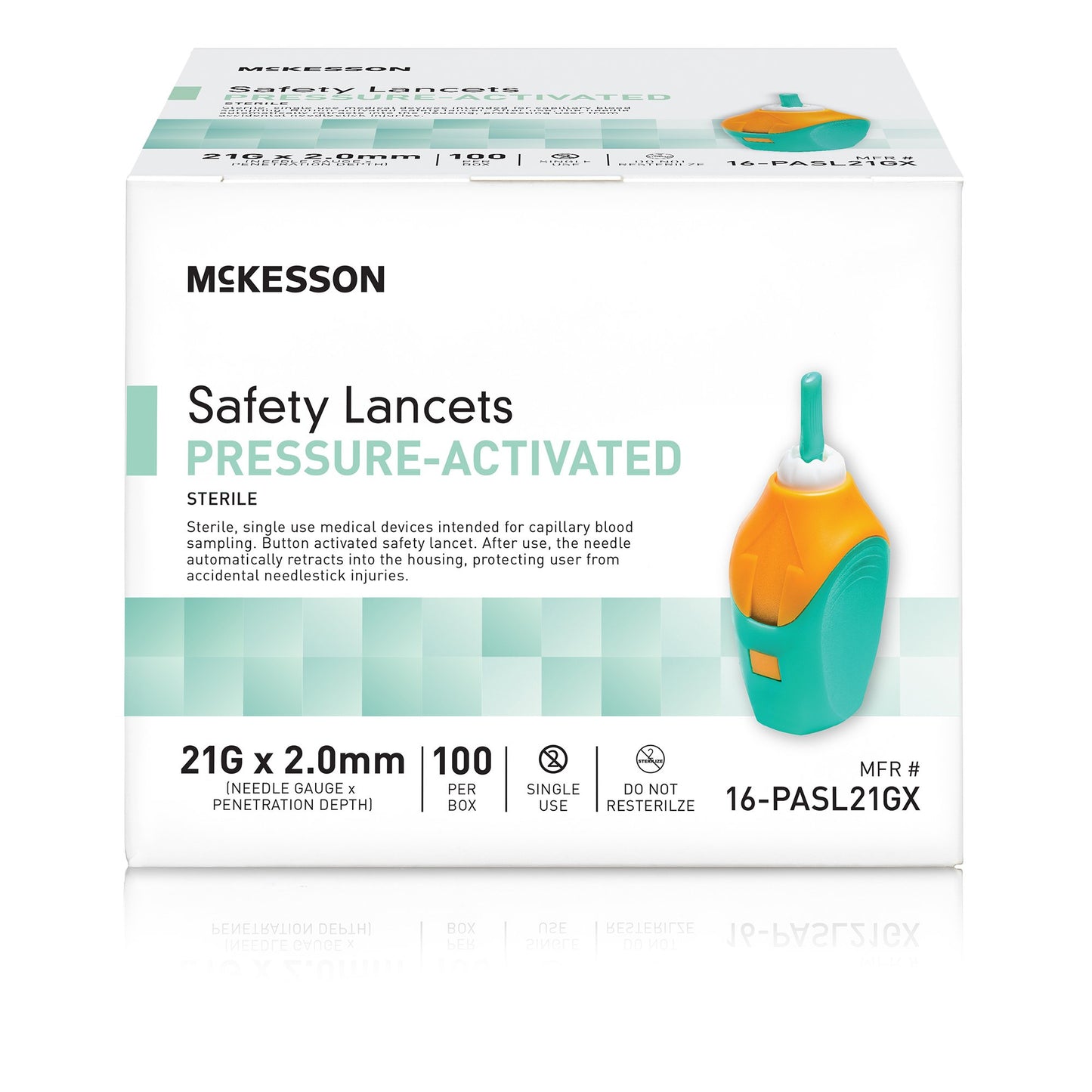McKesson Safety Lancet 21 Gauge Retractable Pressure Activated Finger (1217981_BX)