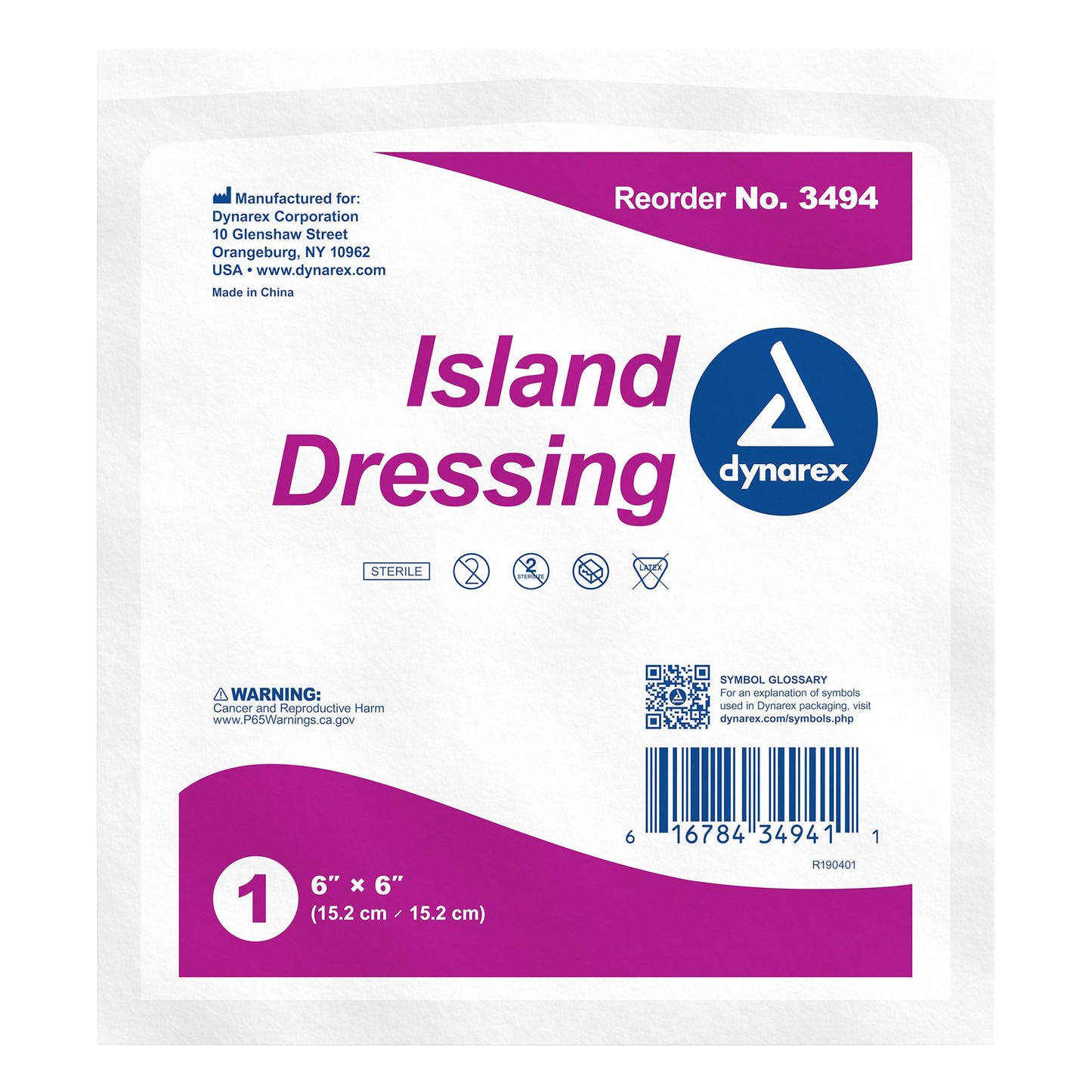 Dynarex Island Dressing 6 X 6 Inch Square Sterile (1059670_BX)