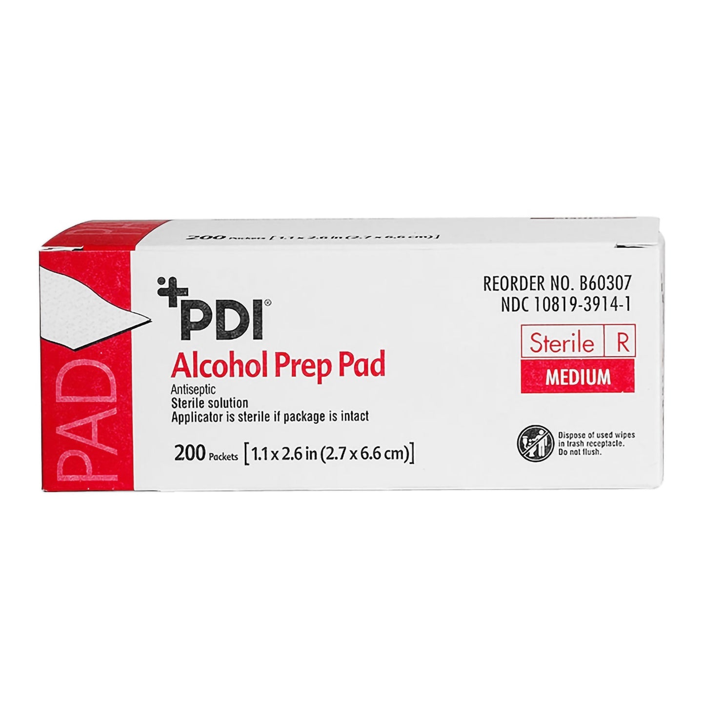 PDI® Alcohol Prep Pad 70% Strength Isopropyl Alcohol Individual Packet Medium Sterile (173778_EA)