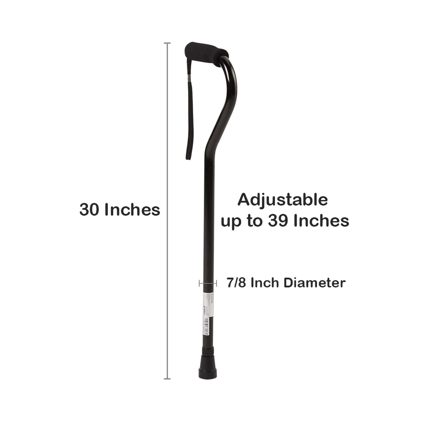 McKesson Offset Cane Aluminum 30 to 39 Inch Height Black (1065214_EA)