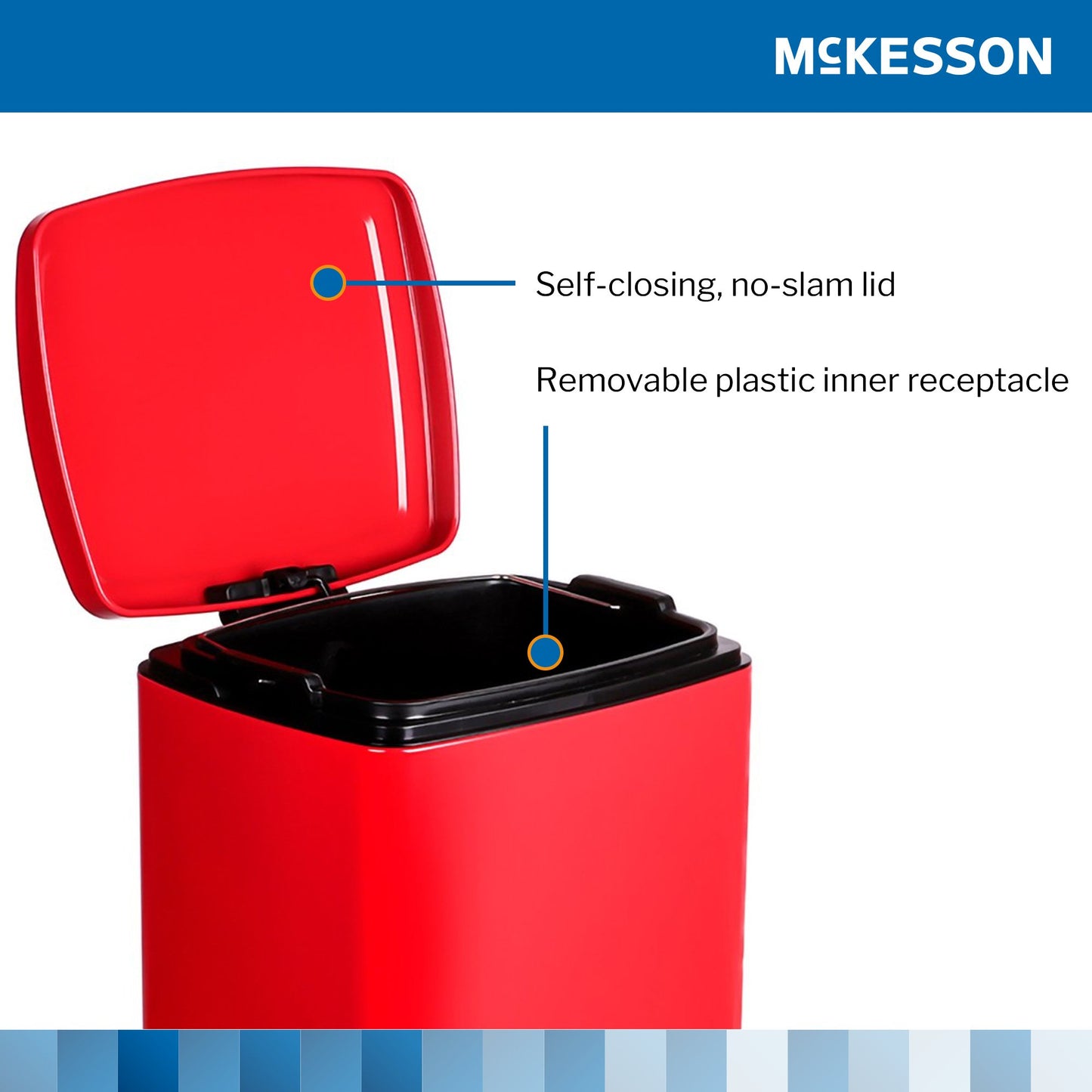 McKesson Trash Can 32 Quart / 8 gal. Red Metal Square (1223682_CS)