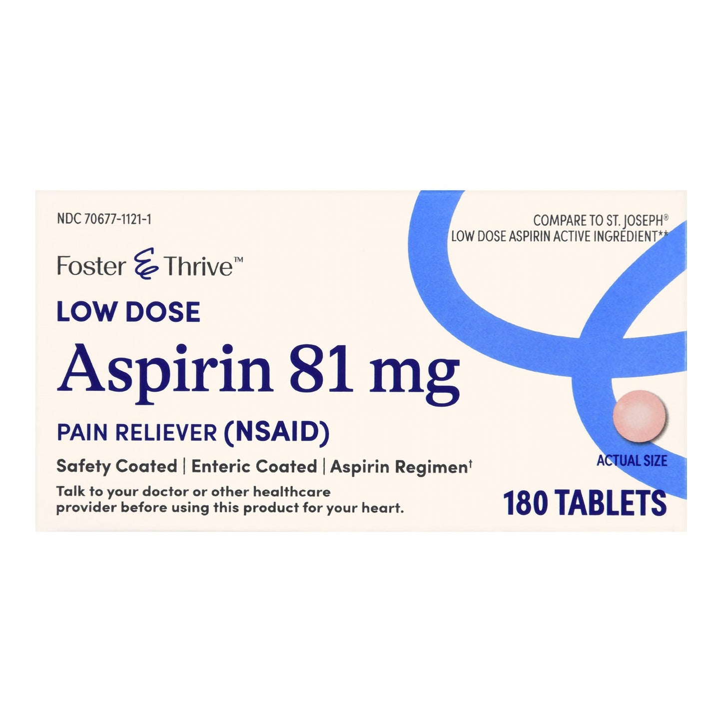 Foster & Thrive™ Pain Relief 81 mg Strength Aspirin Tablet 180 per Bottle (1238965_BT)