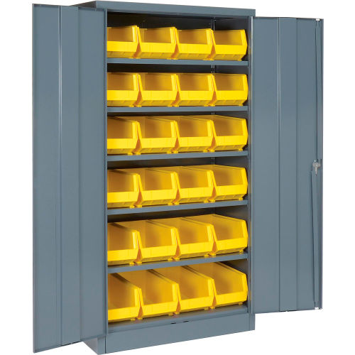 Global Industrial Locking Storage Cabinet 36x18x72, 24 YL Stacking Bins, 6 Shelf Unassembled (WB500139)