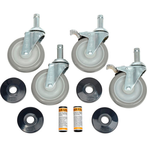 Nexel Stem Casters Set (4), 5" Polyurethane Wheel, 2 with Brakes, 1200 Lb Capacity (WB500592)