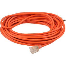 Global Industrial 50 Ft. Outdoor Extension Cord w/ Lighted Plug, 16/3 Ga, 13A, Orange (WB500794)