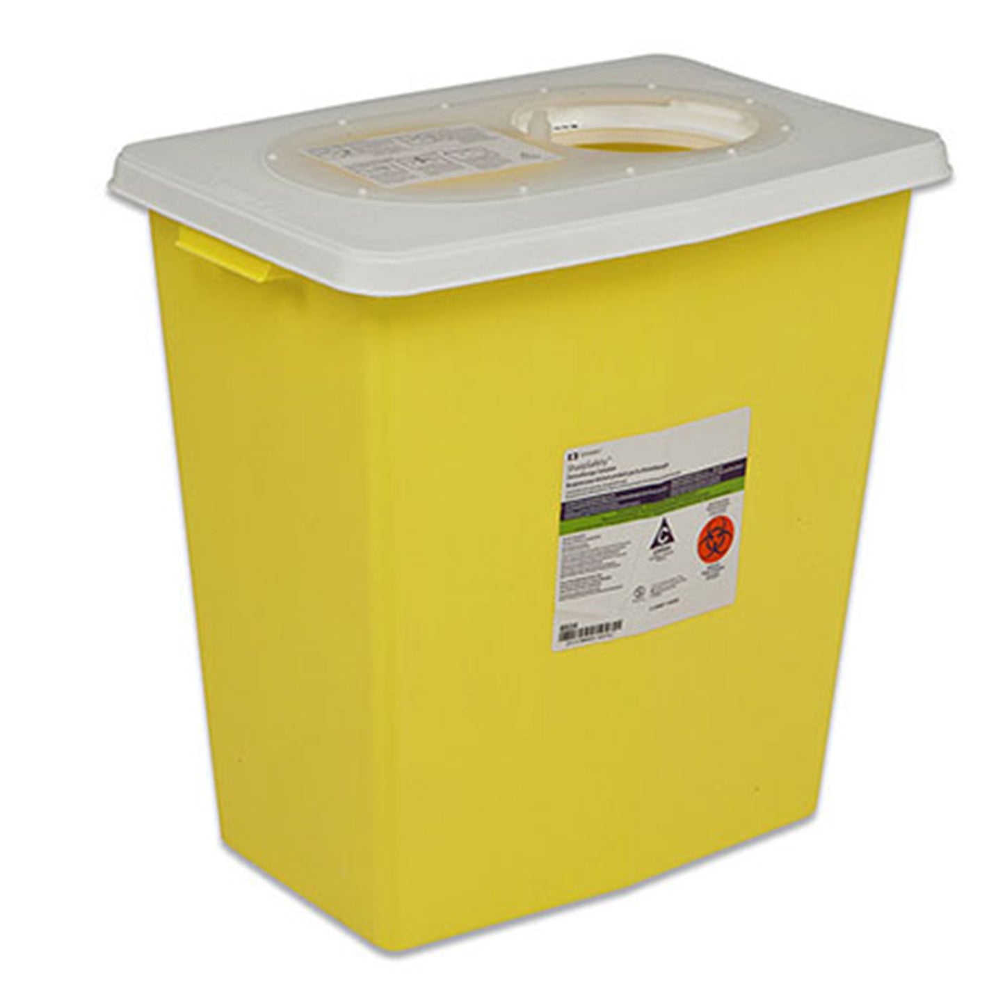 SharpSafety™ Chemotherapy Waste Container Yellow Base 26 H X 12-3/4 D X 18-1/4 W Inch Vertical Entry 18 Gallon (291199_CS)
