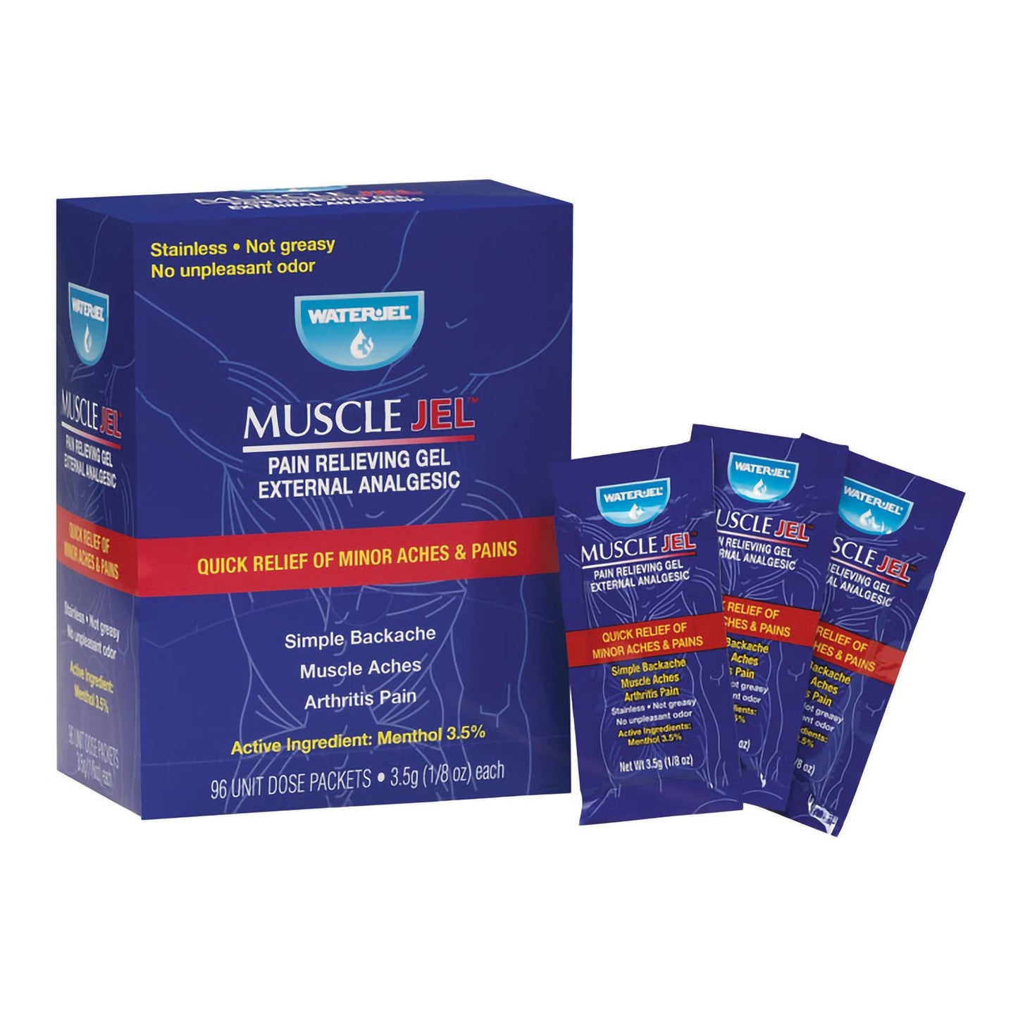 Muscle Jel™ Topical Pain Relief 3.5% Strength Menthol Topical Gel 96 per Box (786637_CS)