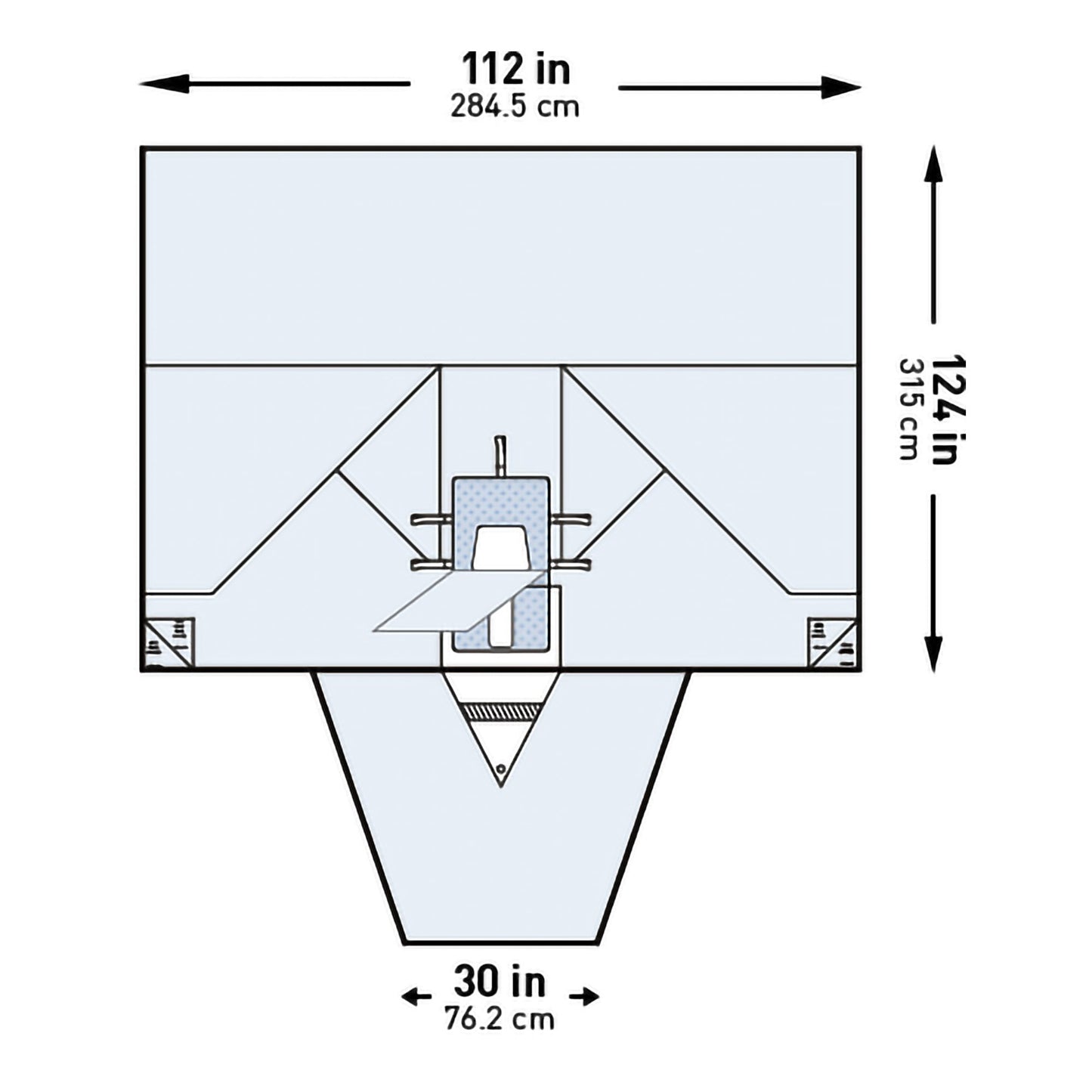 McKesson Abdominal Drape LAVH Laparotomy Drape 112 W X 30 W X 124 L Inch Sterile (1101307_CS)