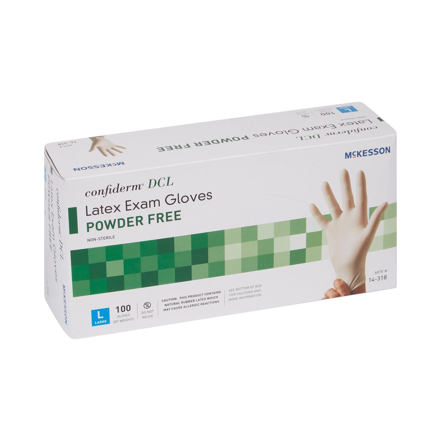 McKesson Confiderm® Exam Glove Large NonSterile Latex Standard Cuff Length Smooth Ivory Not Rated (354437_CS)