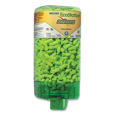 Moldex EcoStation™ Earplug Dispenser Starter Kit, Recyclable Bottle, Foam Earplugs, Bright Green, Meteors® (507-6707)