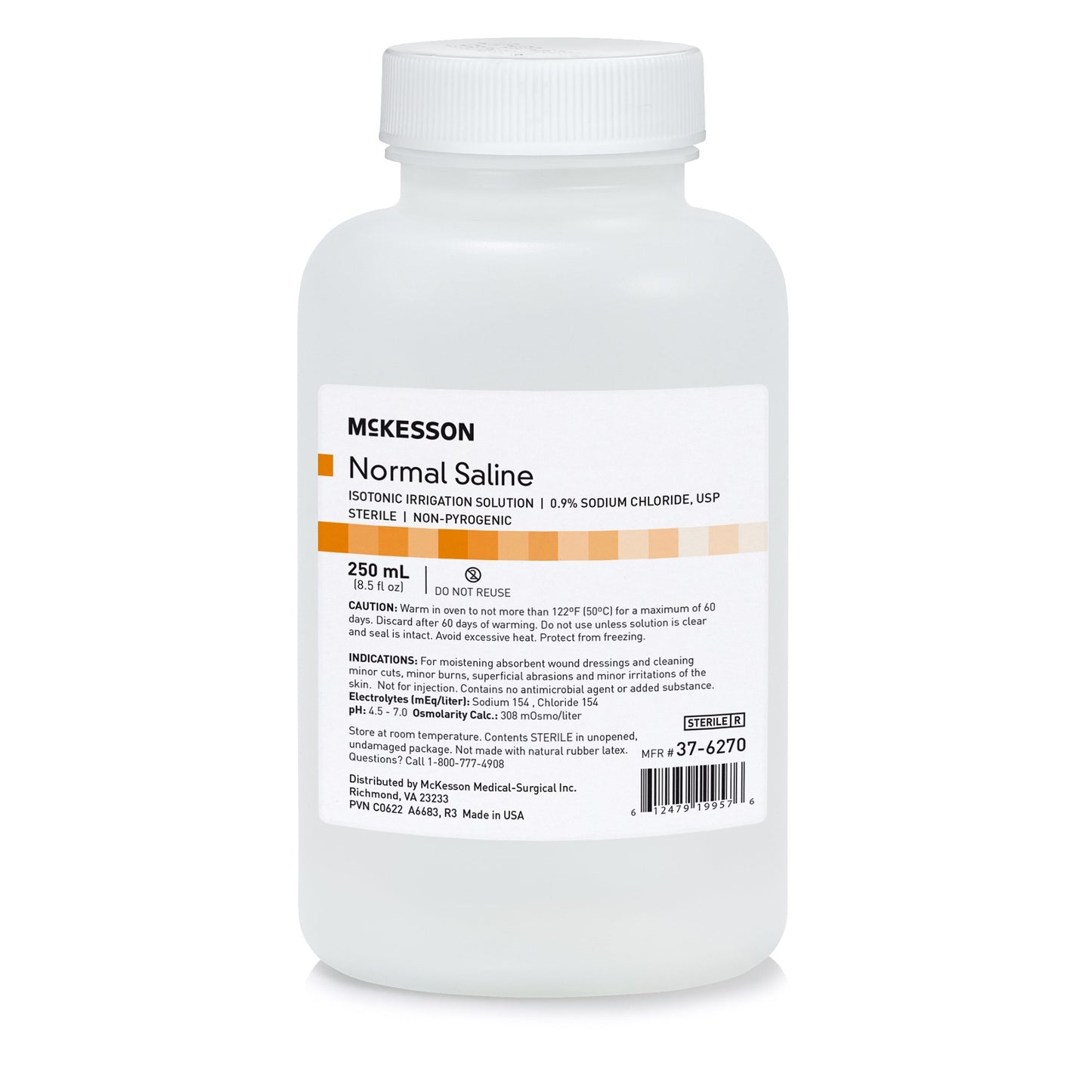 McKesson Irrigation Solution - OTC 0.9% Sodium Chloride Not for Injection Bottle, Screw Top 250 mL (520118_CS)
