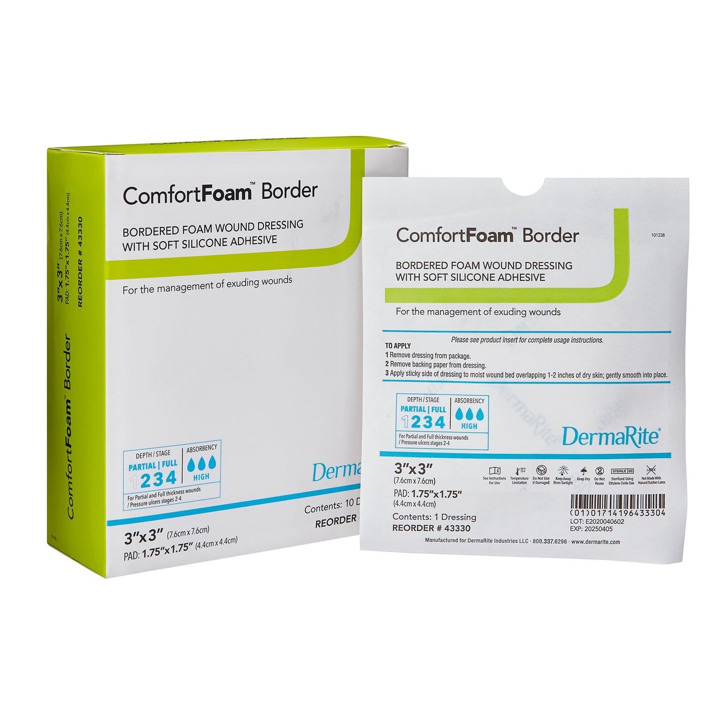 ComfortFoam™ Border Foam Dressing 3 X 3 Inch With Border Waterproof Backing Silicone Adhesive Square Sterile (946493_EA)