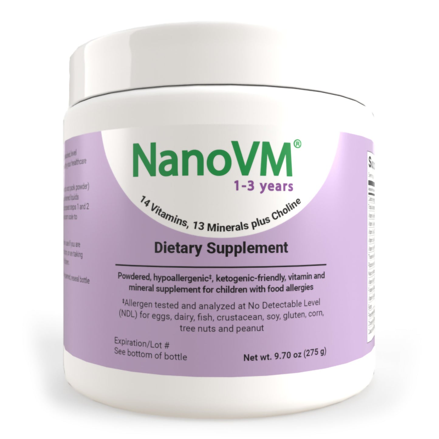 NanoVM® 1 - 3 Years Pediatric Oral Supplement Unflavored 275 Gram Jar Powder Vitamins / Minerals Food Allergies (923964_BT)