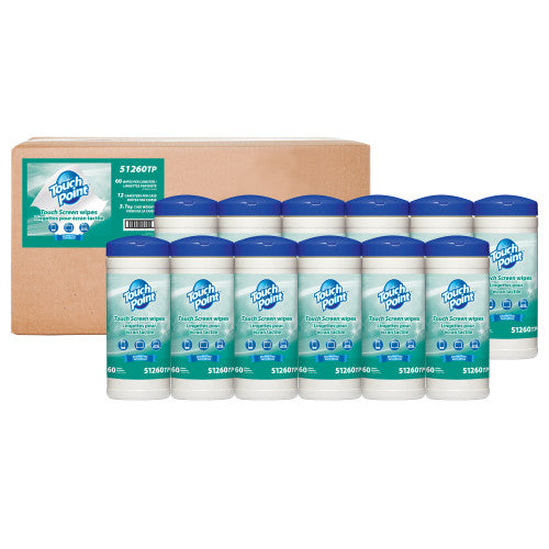 Touch Point® Touch Screen Wipes, 6.7"x6.7", 60/canister, 12 canisters/Case (HOS51260TP)