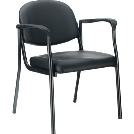 Interion Antimicrobial Synthetic Leather Guest Chair With Arms, Black (WB516129BK-AM)