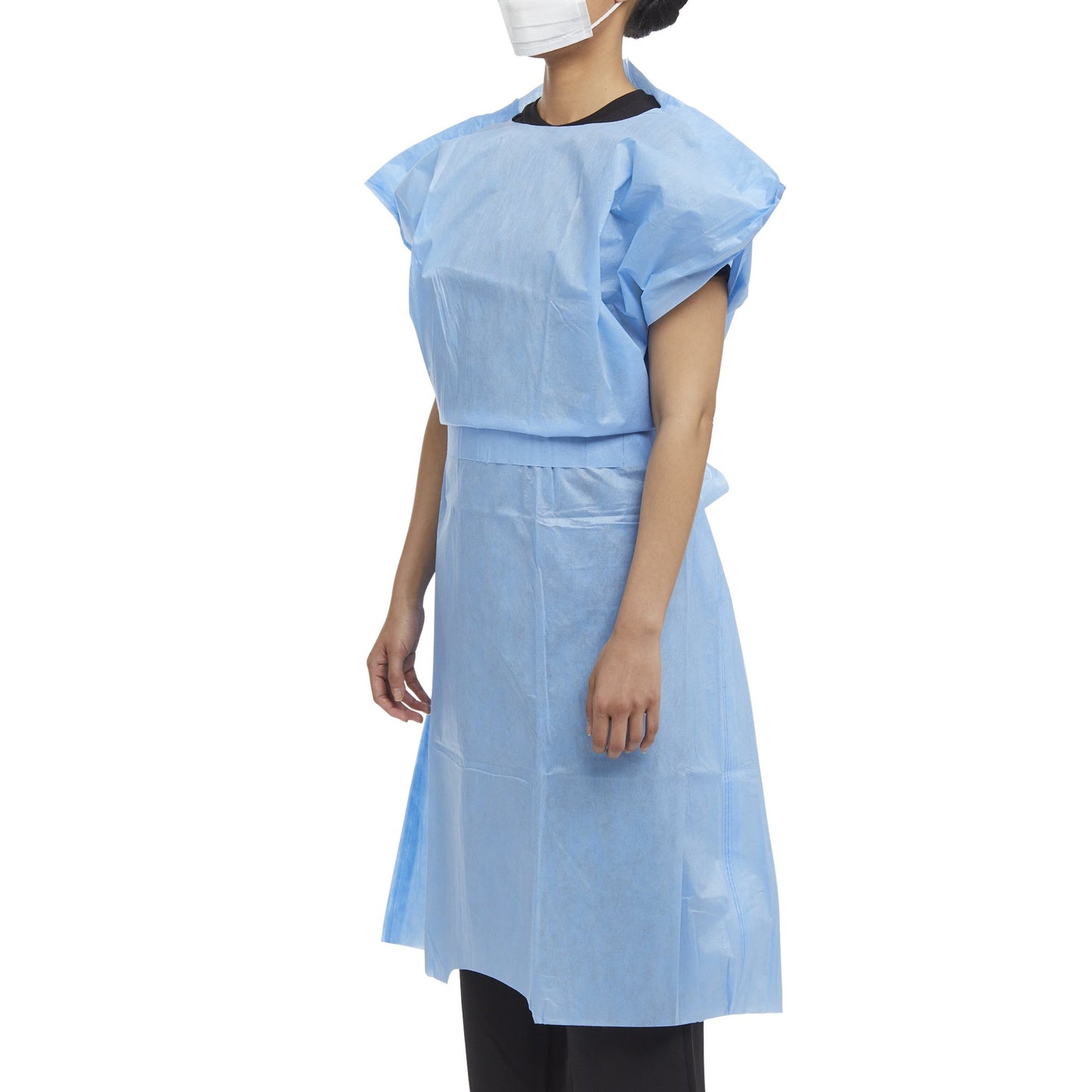Halyard Patient Exam Gown One Size Fits Most Blue Disposable (937757_BX)