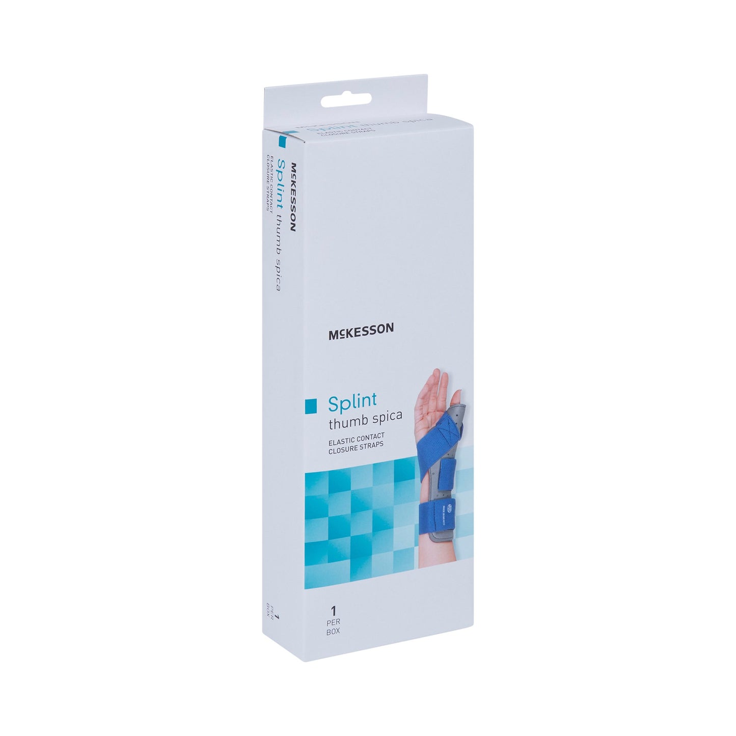McKesson Wrist Brace with Thumb Spica Preformed Right Hand Blue / Gray Large / X-Large (1159134_EA)