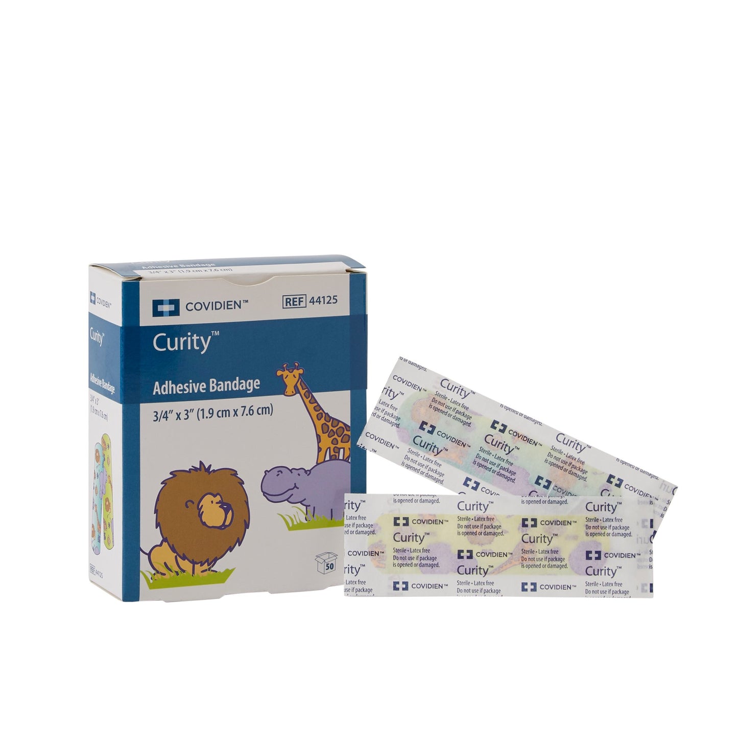 Curity™ Adhesive Strip 3/4 X 3 Inch Plastic Rectangle Kid Design (Zoo Animals) Sterile (867806_BX)
