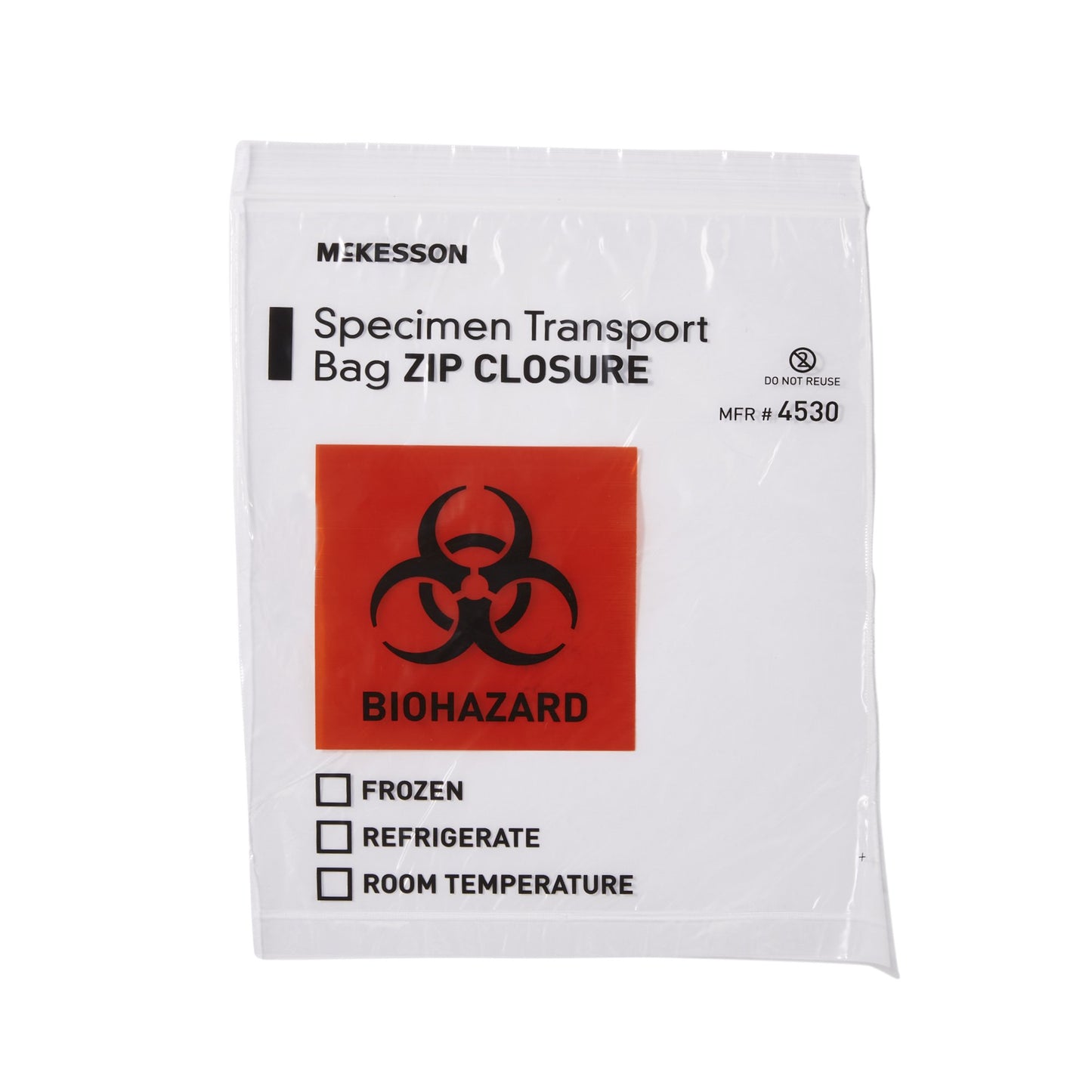 McKesson Specimen Transport Bag 8 X 10 Inch Zip Closure Biohazard Symbol / Storage Instructions NonSterile (940572_EA)