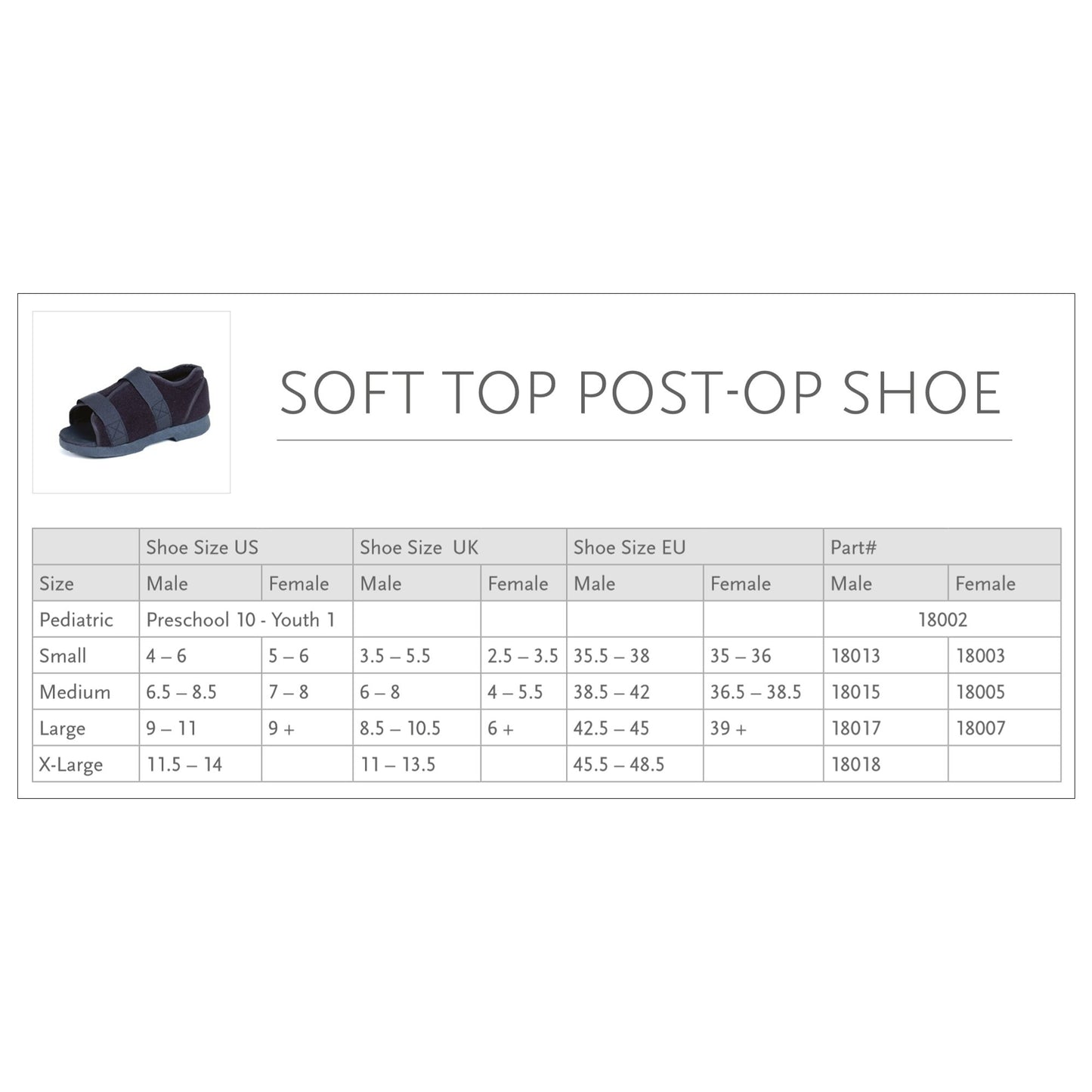 Össur® Soft Top Post-Op Shoe Small Adult Black (517787_EA)