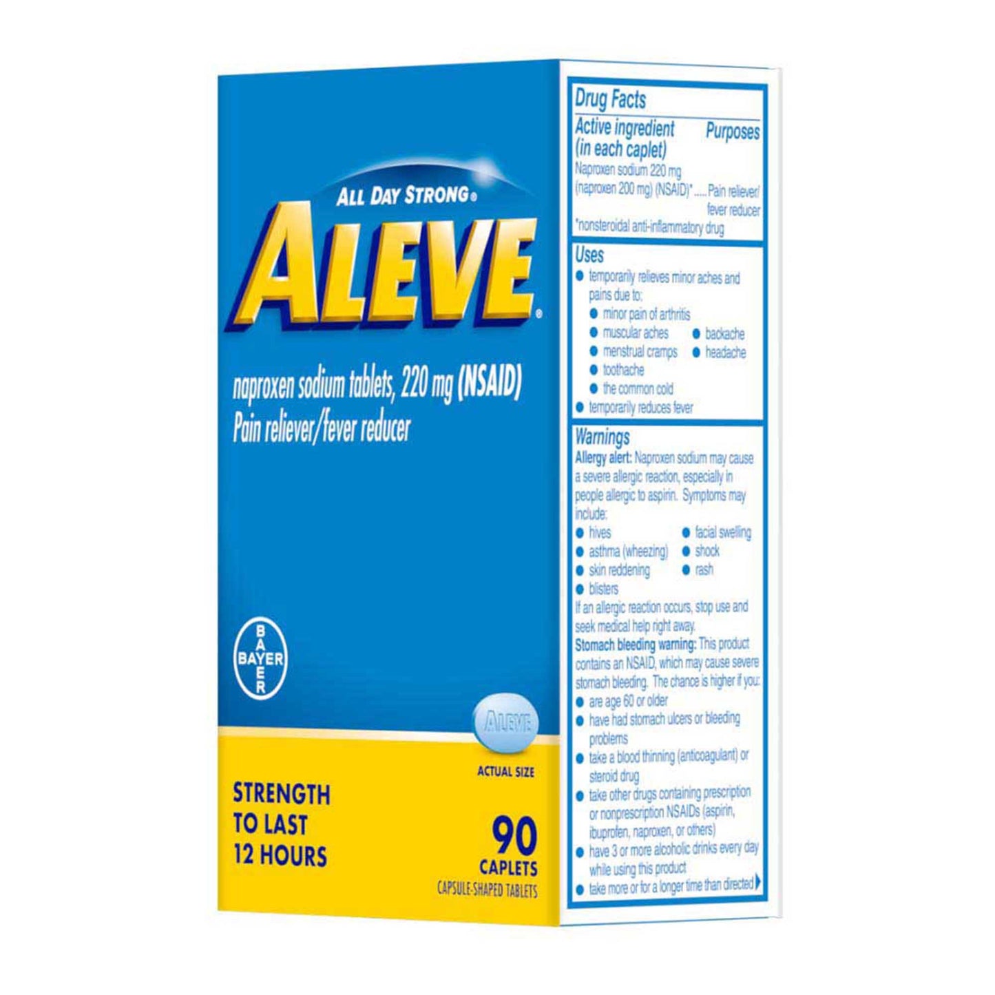 Aleve® Pain Relief 220 mg Strength Naproxen Sodium Tablet 90 per Bottle (1194964_BT)