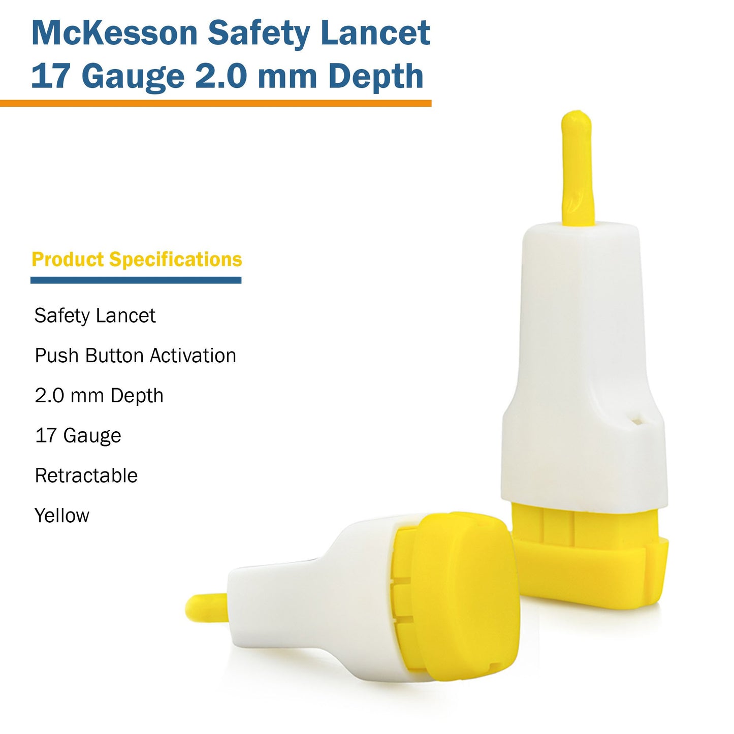 McKesson Safety Lancet 1.5 mm Blade Retractable Push Button Activation Finger (1217989_CS)