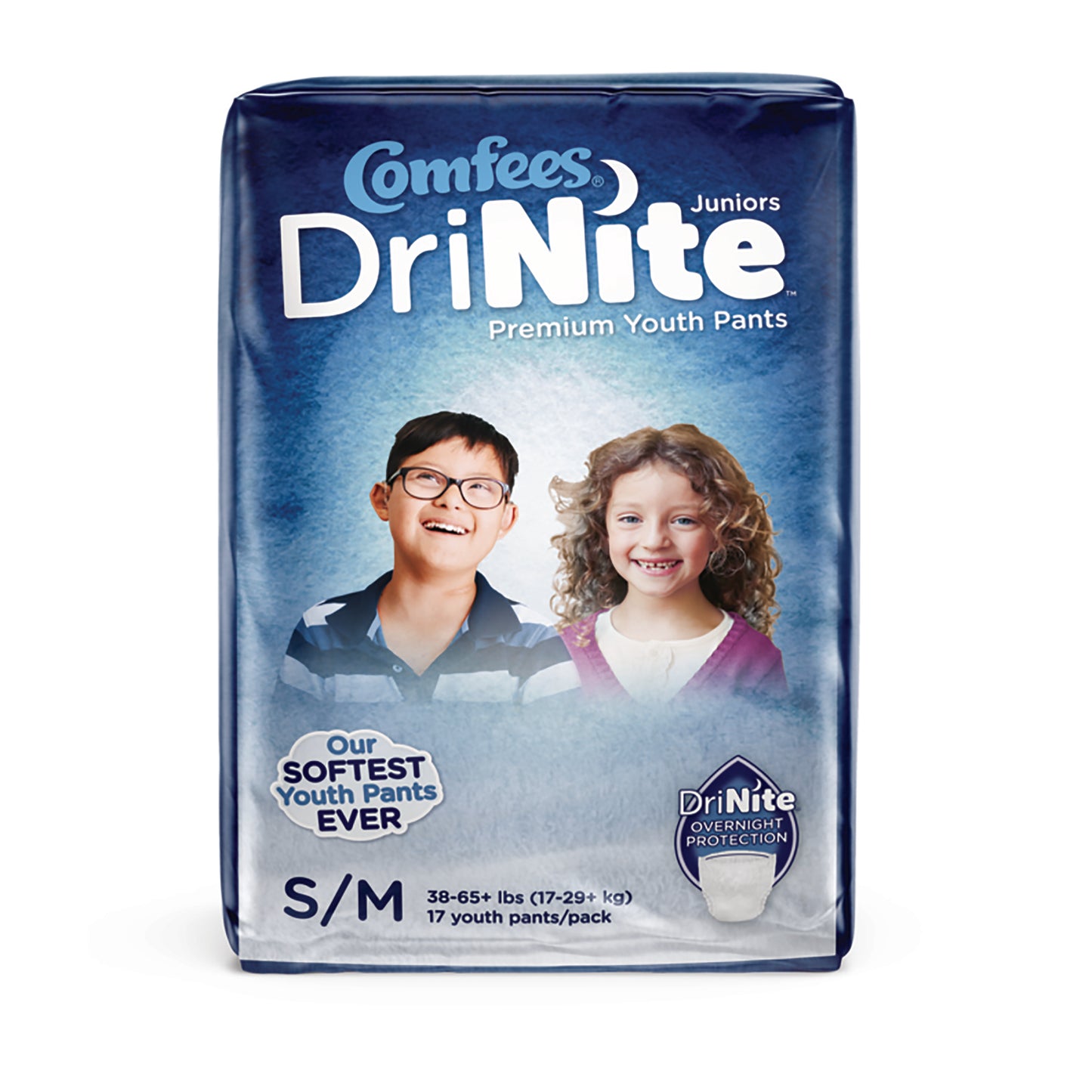 Comfees® DriNite® Juniors Unisex Youth Absorbent Underwear Pull On with Tear Away Seams Small / Medium Disposable Heavy Absorbency (1150965_BG)
