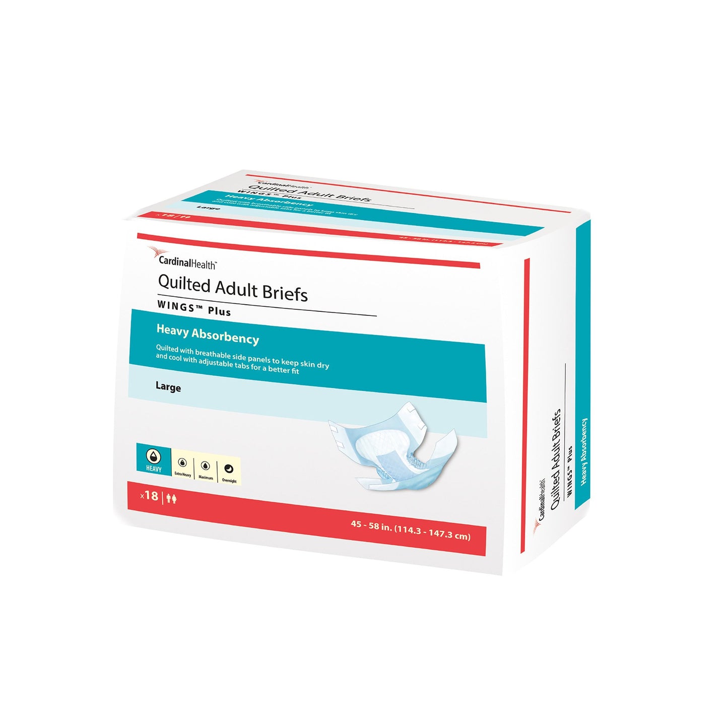 Wings™ Plus Quilted Unisex Adult Incontinence Brief Large Disposable Heavy Absorbency (864858_BG)