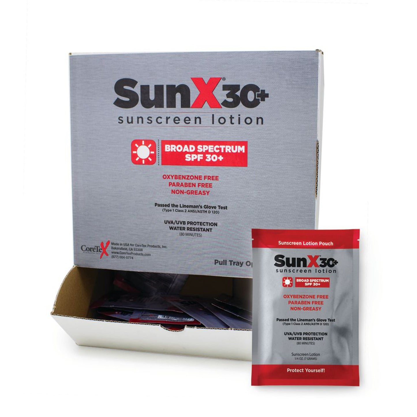 SunX® 30+ Sunscreen with Dispenser Box SPF 30 Lotion 1.25 oz. Individual Packet (1113338_BX)