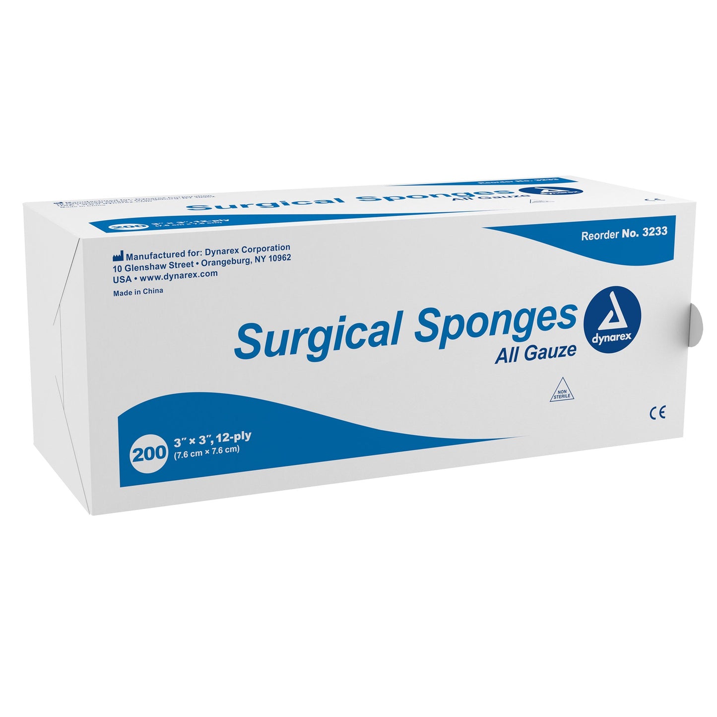Dynarex® Gauze Sponge 3 X 3 Inch 12-Ply NonSterile 200 per Pack (670166_BX)