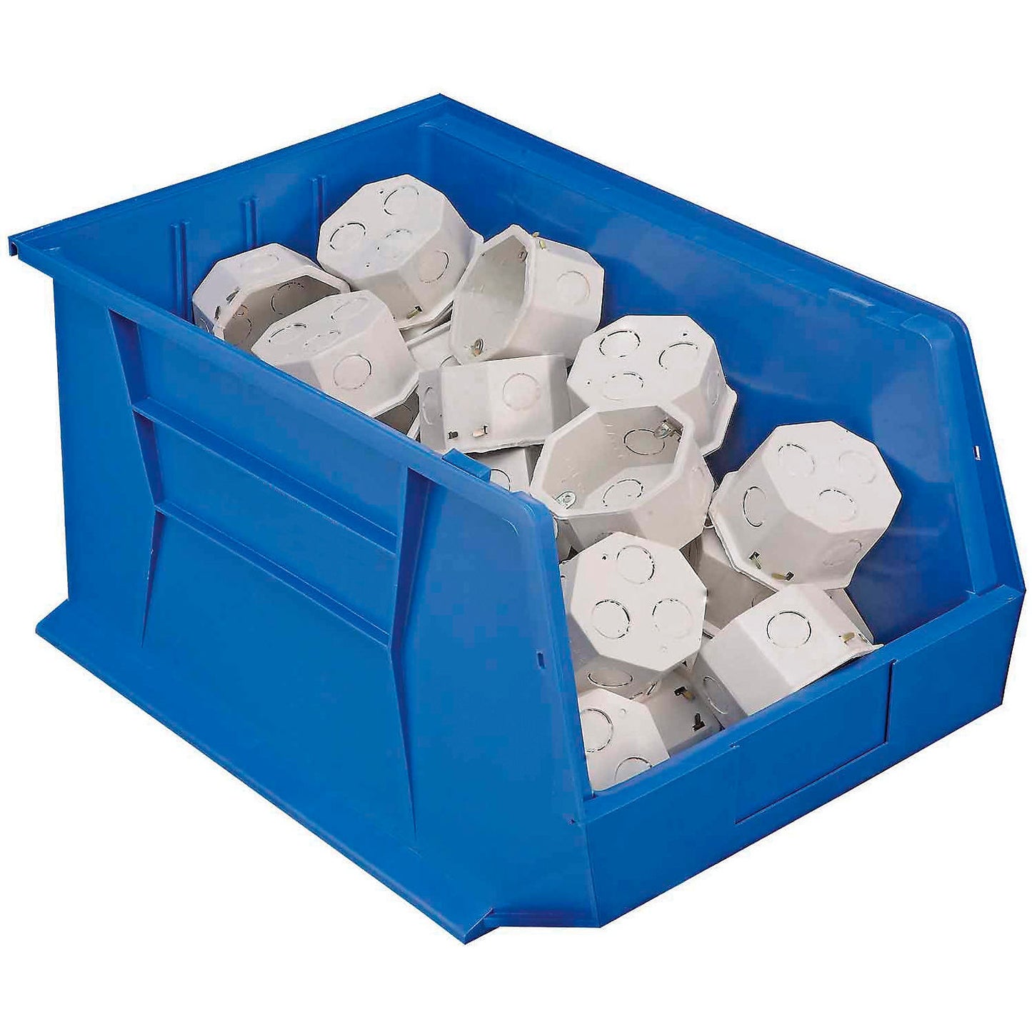 Global Industrial Plastic Hang & Stack Bin, 18"L x 11"W x 10"H, Blue (WB550119BL)