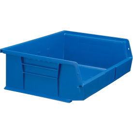 Global Industrial Plastic Hang & Stack Bin, 10-7/8"L x 16-1/2"W x 5"H, Blue (WB550125BL)