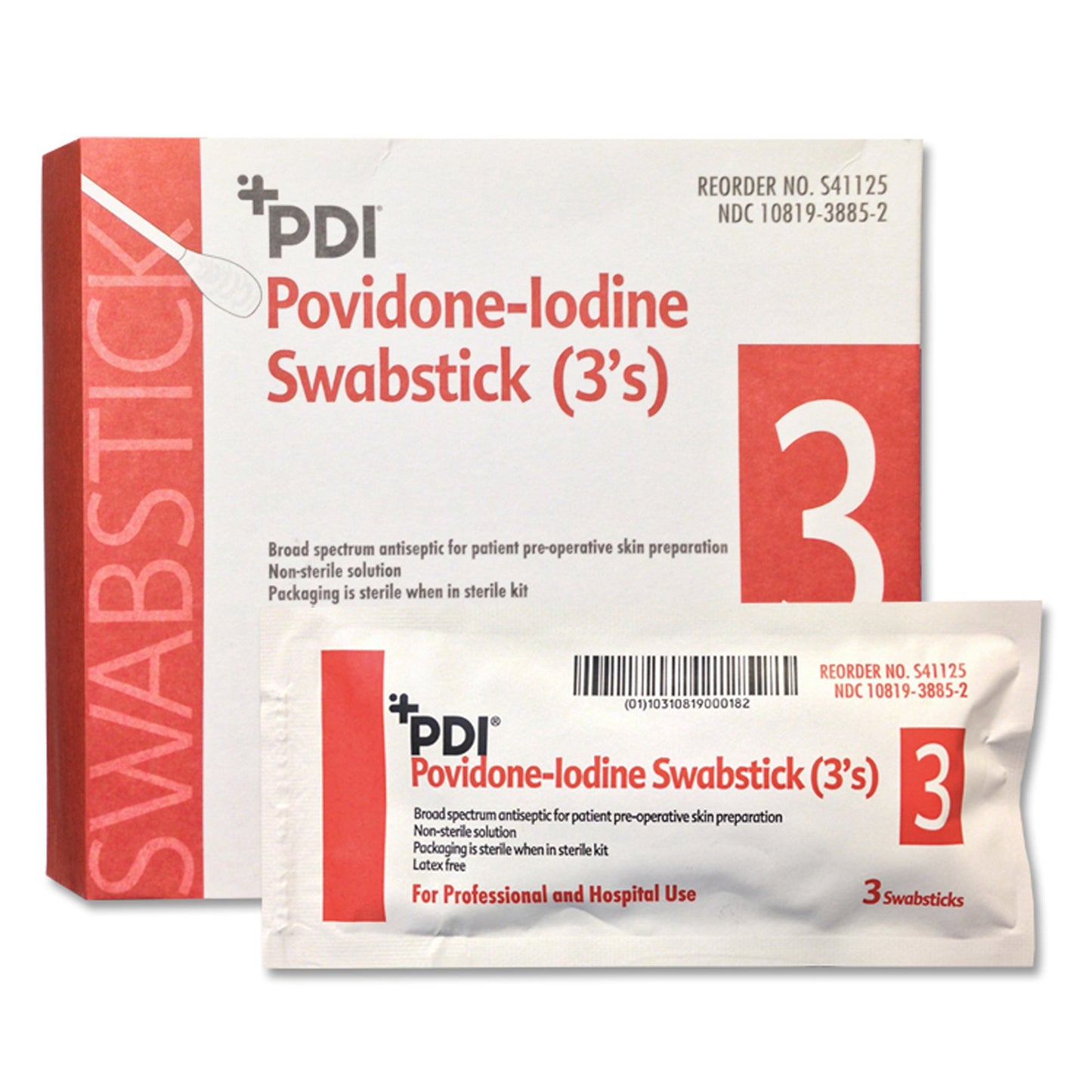 PDI® Impregnated Swabstick 10% Strength Povidone-Iodine Individual Packet NonSterile (188680_BX)